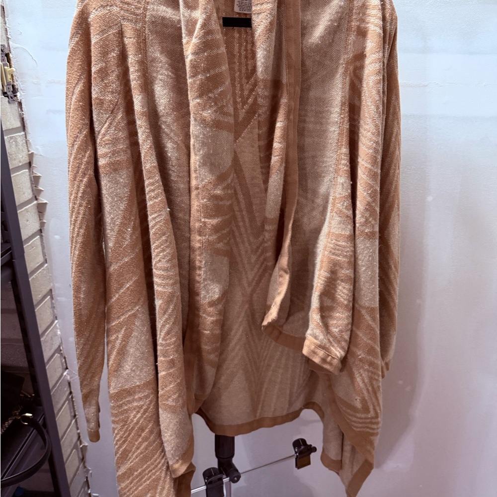 Moth Medium Tan Patterned Open Front Cardigan